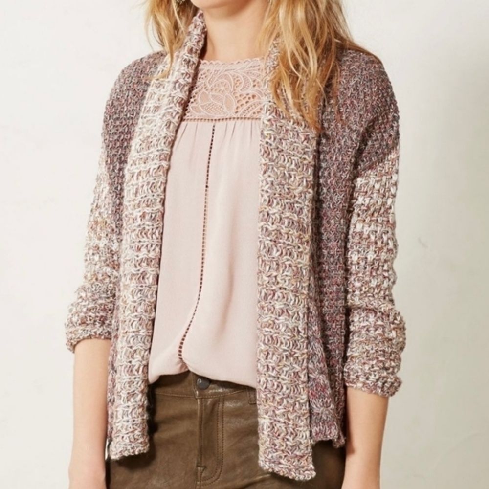 Anthropologie Moth Woodhouse Marled Cardigan Chunky Sweater XS